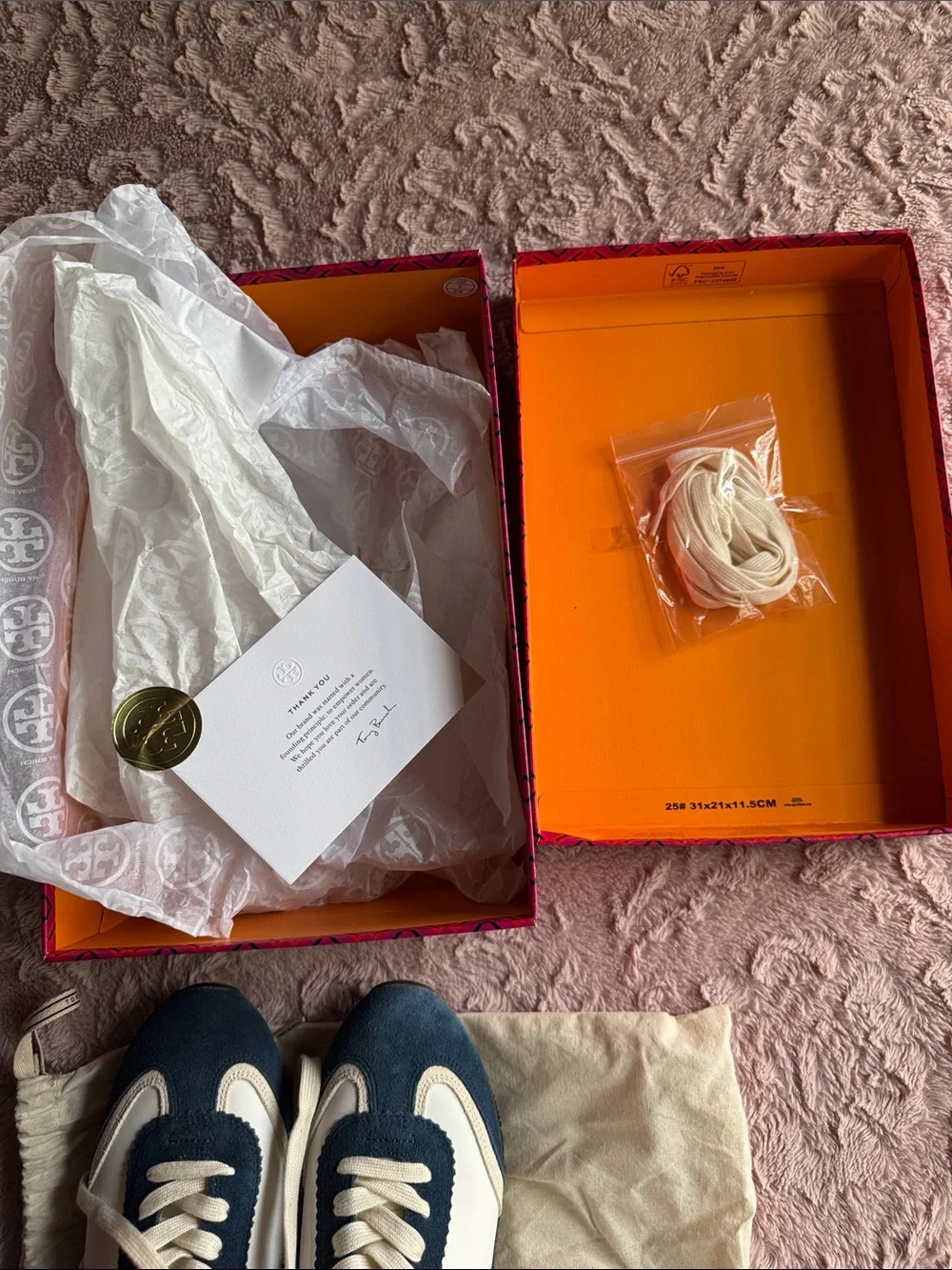 Tory Burch Navy, White & Cream Suede Lace-Up Sneakers